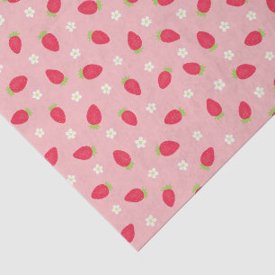 Sommer-Erdbeeren auf Rosa (großer Maßstab) Seidenpapier
