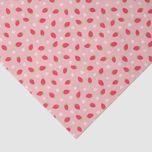 Sommer-Erdbeeren auf Rosa (kleine Größe) Seidenpapier