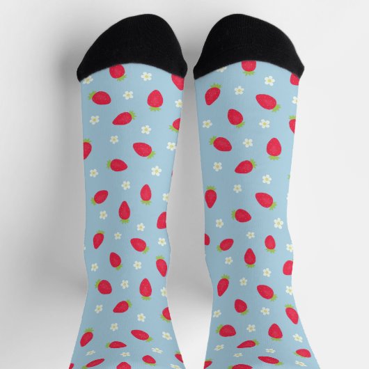 Sommer-Erdbeeren (großes Muster) Blau Socken (Oben)