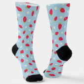 Sommer-Erdbeeren (großes Muster) Blau Socken (Gewinkelt)