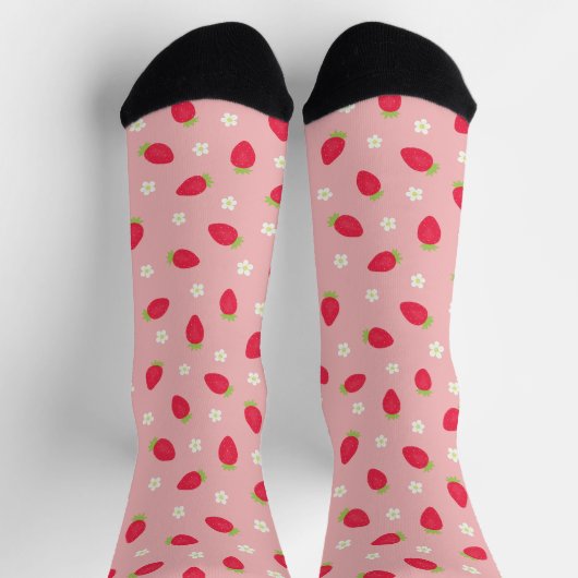 Sommer-Erdbeeren (großformat) Pink Socken (Oben)