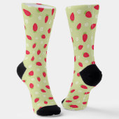 Sommer-Erdbeeren (großformatig) Grün Socken (Gewinkelt)