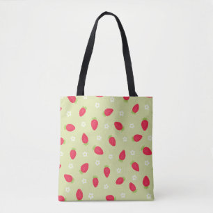 Sommer-Erdbeeren (großformatig) Grün Tasche