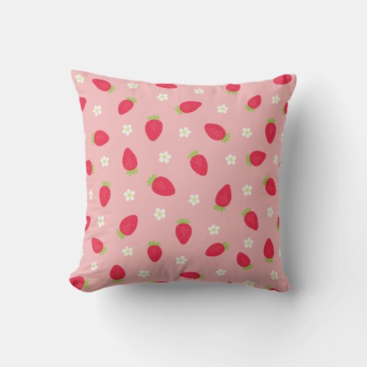 Sommer-Erdbeeren (großformatig) Pink Kissen (Vorderseite)