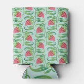 Sommer Erdbeeren Grünes Hintergrundmuster Dosenkühler (Rückseite)