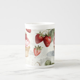 Sommer-Erdbeeren in antiker Blüte Porzellantasse