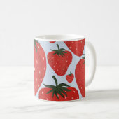 Sommer Erdbeeren Lichtblau Muster Kaffeetasse (VorderseiteRechts)