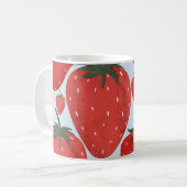 Sommer Erdbeeren Lichtblau Muster Kaffeetasse (Vorderseite Links)