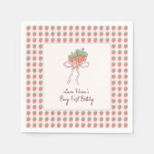 Sommer, Erdbeeren, Ribbon Girl 1. Geburtstag Serviette (Vorderseite)