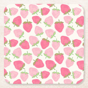 Sommer-Erdbeeren Rosa und Preppy Fruchtig Rechteckiger Pappuntersetzer