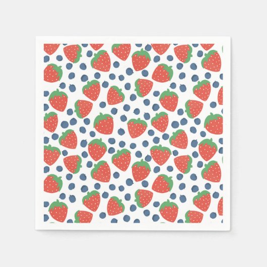 Sommer Erdbeeren und Blueberries Fruchtmuster Serviette (Vorderseite)