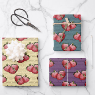 Sommer Erdbeeren Wasserfarbe Geschenkpapier Set