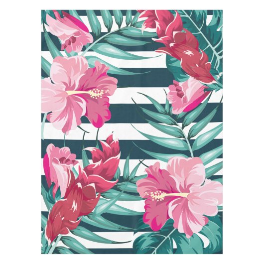 Sommer Exotische Blume gestreift Tischdecke (Vorderseite)