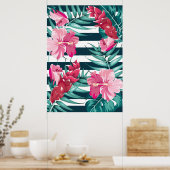 Sommer Exotische Blume Rosa gestreift Poster (Küche)