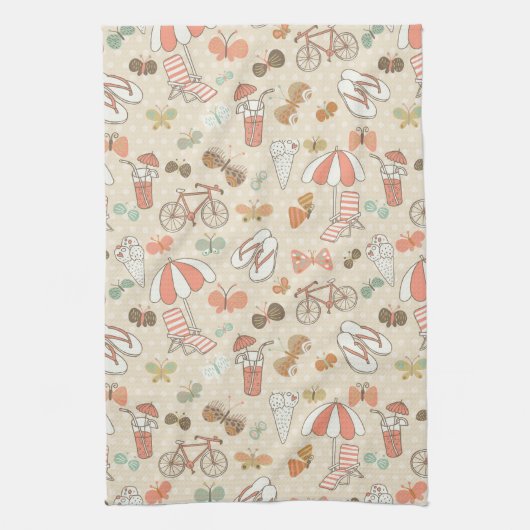 Sommer-Ferien-Muster Küchentuch (Vertikal)