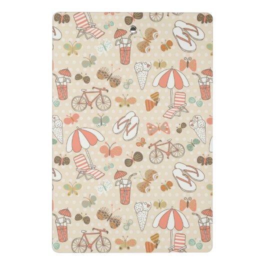 Sommer-Ferien-Muster Mini Klemmbrett (Rückseite)