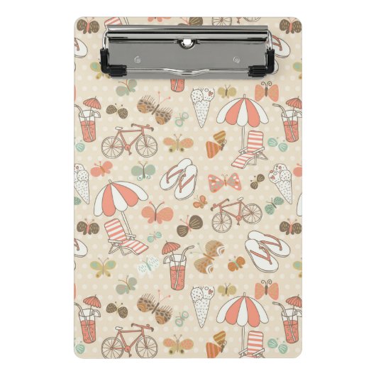 Sommer-Ferien-Muster Mini Klemmbrett (Vorderseite)