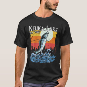 Sommer Fischen Retro Sunset Keuka Lake New York T-Shirt