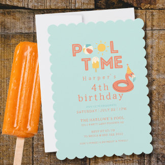 Sommer Flamingo Eis am Stiel Kinder Geburtstag Poo Einladung