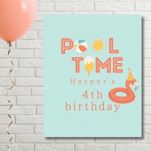 Sommer Flamingo-Eis Kinder Geburtstag Poolparty Poster