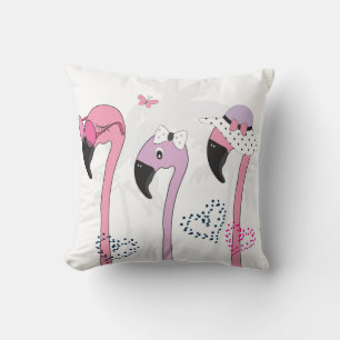 Sommer Flamingo: Strand Vintage Illustration. Kissen