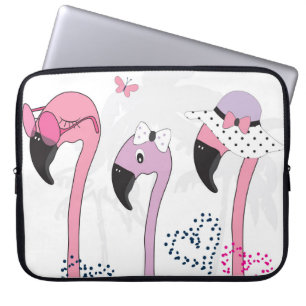 Sommer Flamingo: Strand Vintage Illustration. Laptopschutzhülle