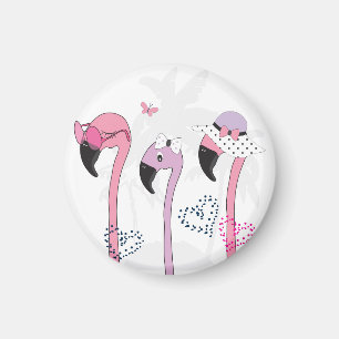 Sommer Flamingo: Strand Vintage Illustration. Magnet
