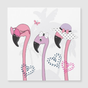 Sommer Flamingo: Strand Vintage Illustration. Magnetkarte