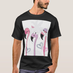 Sommer Flamingo: Strand Vintage Illustration. T-Shirt