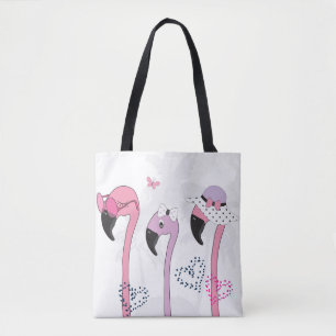 Sommer Flamingo: Strand Vintage Illustration. Tasche