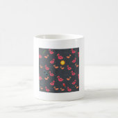 Sommer-Flamingo-Strandparty Schwarz Kaffeetasse (Mittel)