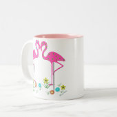 Sommer-Flamingo-Tasse Zweifarbige Tasse (Vorderseite Links)