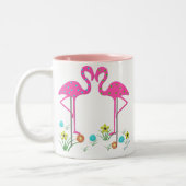 Sommer-Flamingo-Tasse Zweifarbige Tasse (Links)