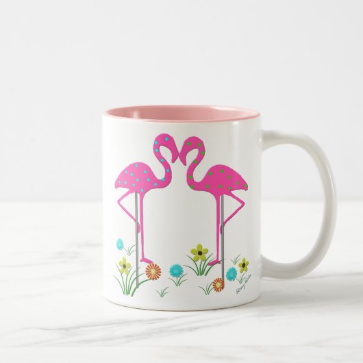 Sommer-Flamingo-Tasse Zweifarbige Tasse (Rechts)