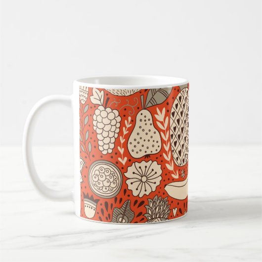 Sommer-Frucht-Doodle Vintage Kaffeetasse (Links)