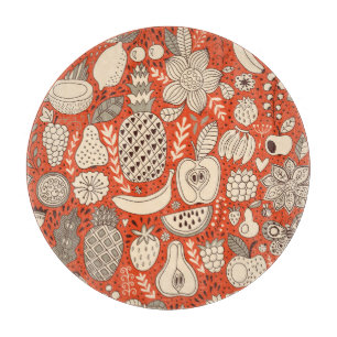 Sommer-Frucht-Doodle Vintage Schneidebrett