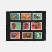 Sommer-Frucht-Stempel Vintage-Frucht-Poststempel Fleecedecke (Vorderseite (Horizontal))