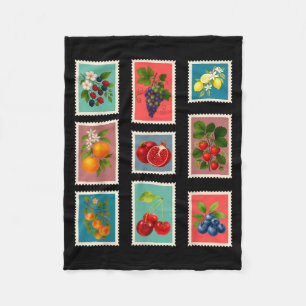 Sommer-Frucht-Stempel Vintage-Frucht-Poststempel Fleecedecke