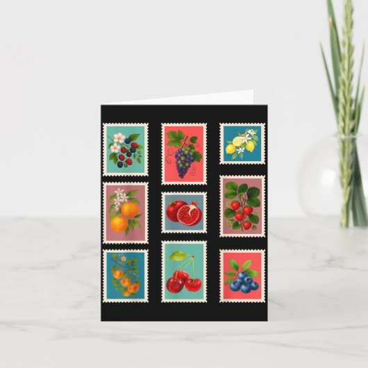Sommer-Frucht-Stempel Vintage-Frucht-Poststempel Karte (Vorderseite)