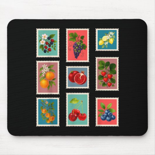 Sommer-Frucht-Stempel Vintage-Frucht-Poststempel Mousepad (Vorne)