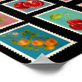 Sommer-Frucht-Stempel Vintage-Frucht-Poststempel Poster (Ecke)