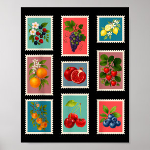 Sommer-Frucht-Stempel Vintage-Frucht-Poststempel Poster