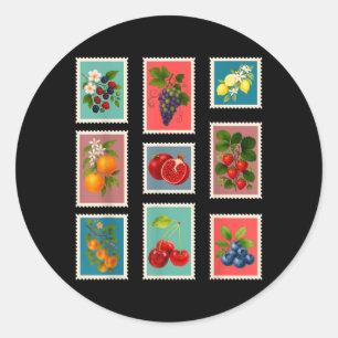 Sommer-Frucht-Stempel Vintage-Frucht-Poststempel Runder Aufkleber
