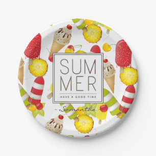 Sommer-Frucht-und Eiscreme-Spaß Pappteller