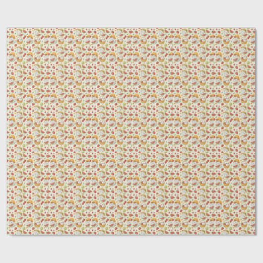 Sommer-Früchte-Katzen-Muster - Picknick-Design für Geschenkpapier (Flach)