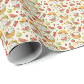 Sommer-Früchte-Katzen-Muster - Picknick-Design für Geschenkpapier (Rolleneckpunkt)