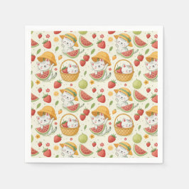 Sommer-Früchte-Katzen-Muster - Picknick-Design für Serviette