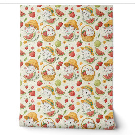 Sommer-Früchte-Katzen-Muster - Picknick-Design für Tapete