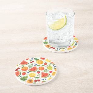 Sommer-Fruchtmuster Stoff Tropische Wassermelone Getränkeuntersetzer