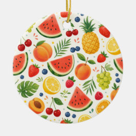 Sommer-Fruchtmuster Stoff | Tropische Wassermelone Keramik Ornament